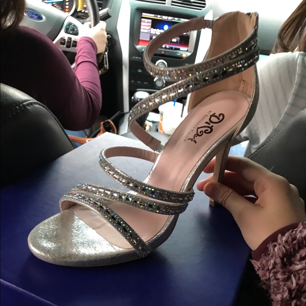 Silver strappy heels